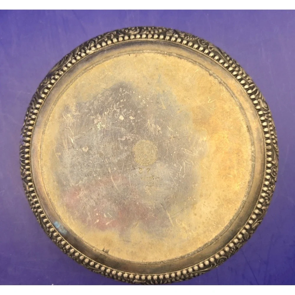 Silver Plated Basket Style With Handle Antique‎ Marked 37 Gilt
